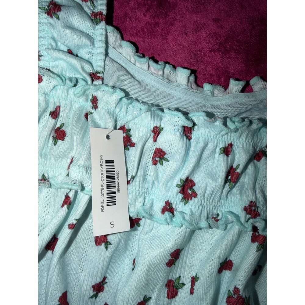 Adore Me Blue Rose Floral Pointelle Camisole Top Ruffle Coquette NWT Size S - Picture 5 of 5